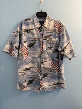RedHead Military Patriotic USA Cotton Camo Men's Shirt L